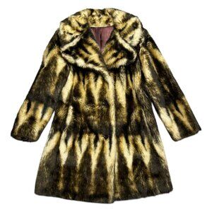 STUNNING Vintage Faux Fur JOSHAR Montreal Retro Long Winter Glam Coat Medium